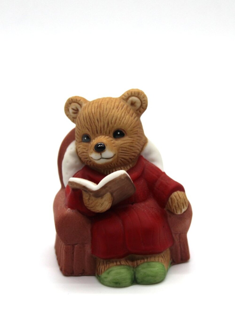 Vintage HOMCO Christmas Morning 2.5" Papa Bear Reading a Book Figurine #5302 EUC